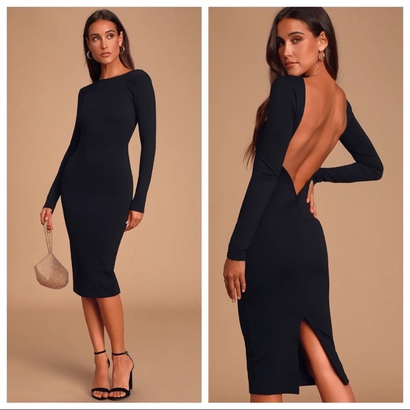 NWOT Lulus Va Va Voom Black Backless Midi Dress - Picture 1 of 13